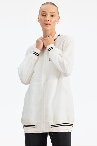 Tığ Triko Ekru Organza Bomber Coat Set