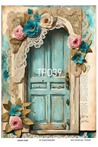 LİNEART ديكوباج نحاسي منقوش على شكل زهرة عتيقة - 29X42 سم رقم: TPO39