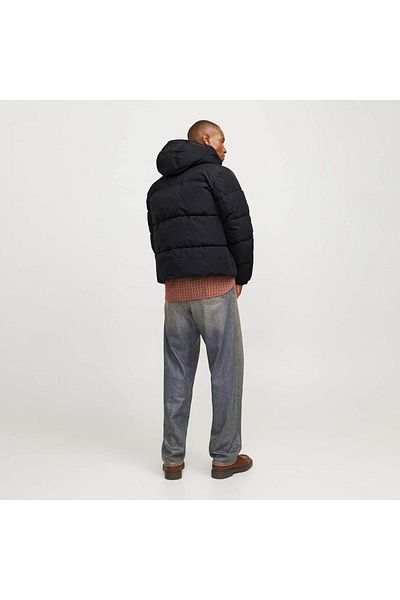 Jack & Jones Jjebradley Men's Puffer Coat - Black 12256974   Hood Sn