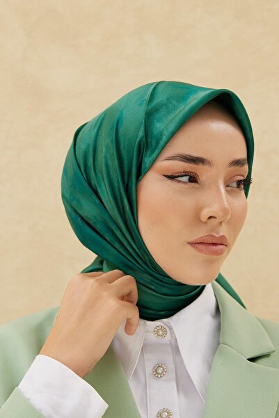 Silk Home Patterned Shiny Scarf - 8647 - Emerald