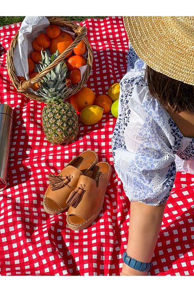 sovrana Real Leather Slippers Tan
