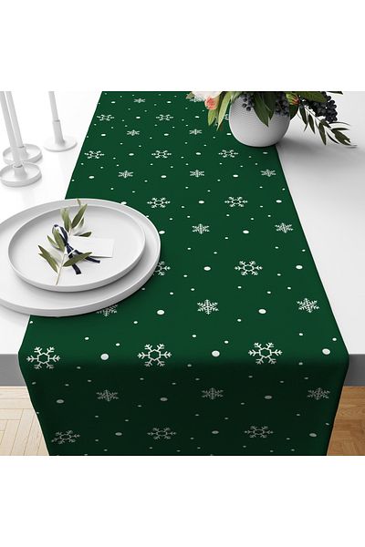 Evmila New Year Christmas Themed Snowflake 40X140 cm Velvet Runner