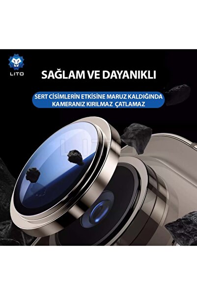 Lito S+ Anti-Reflective iPhone 16 Pro/16 Pro Max Kamera Koruyucu Natural Titanium