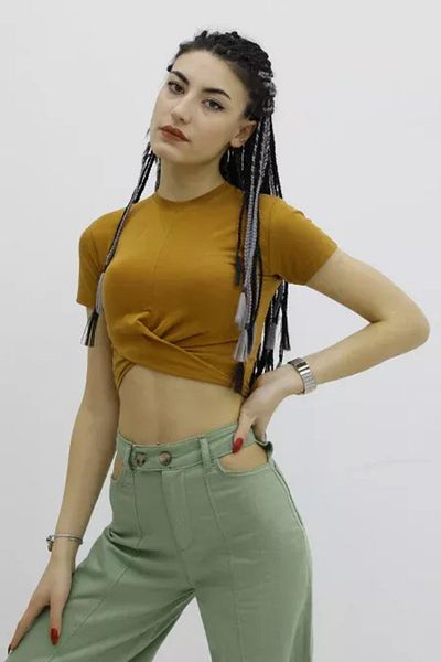Lukas Tricou cu gât crew adunat în față maro - P- 019963