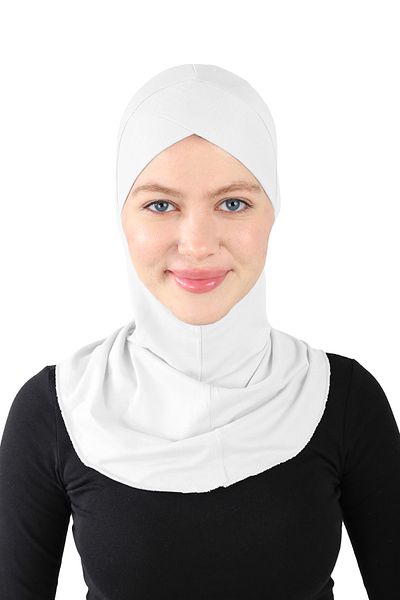 Ecardin White Cross Hijab Turban - St 232