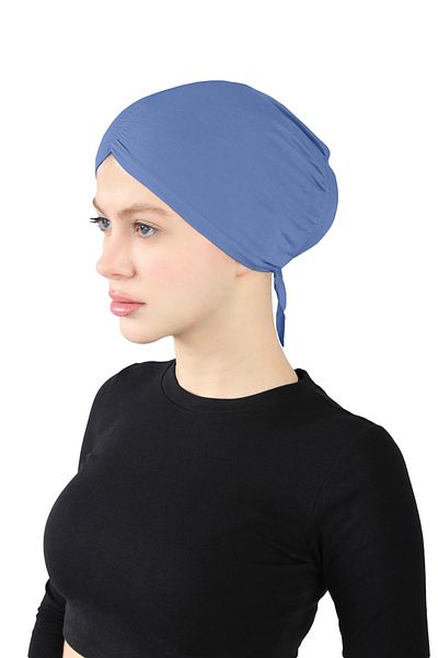 Ecardin Indigo Blue Pleated Comfortable Snap Bonnet - St 256