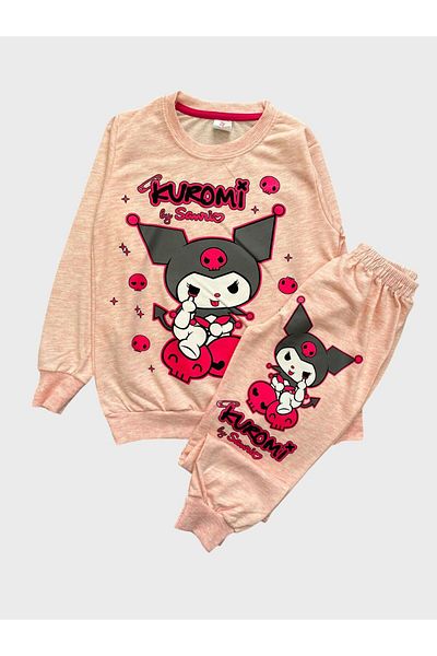 Fil Kids Κοριτσίστικο βαμβακερό ροζ Kuromi με μοτίβο μακρυμάνικο εποχιακό σετ αθλητικών
