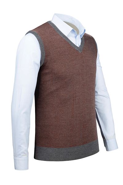 Çizgi Triko Men's V-Neck Striped Knitwear Sweater - Colorful Patterned Winter Steel Knit Classic Fit - 5015H