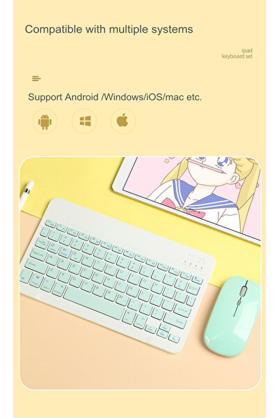 TOKQI iPad (Air 5 10.9) (10.2 `7/8/ 9) (11inç 4-5-6.Nesil) Uyumlu Kablosuz Bluetooth Klavye mouse set