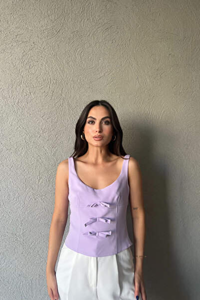 Seda Yalçın Atelier Λιλά Μπλούζα με λουράκι με λεπτομέρεια φιόγκου