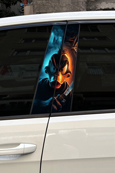 Quart Aksesuar Ördek Araç Kapı Direk Kaplama Folyosu Desenli Sticker 22x50 Cm...