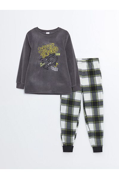 LC Waikiki Lcwk Crew Neck Fleece Boy Pajamas Set