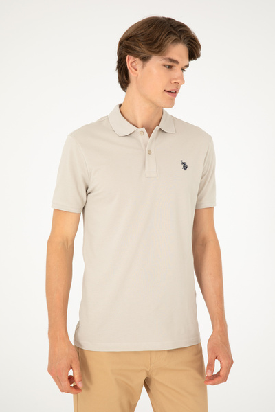U.S. Polo Assn. Erkek Slim Fit Polo Yaka Taş Basic Tişört 50279573-VR049