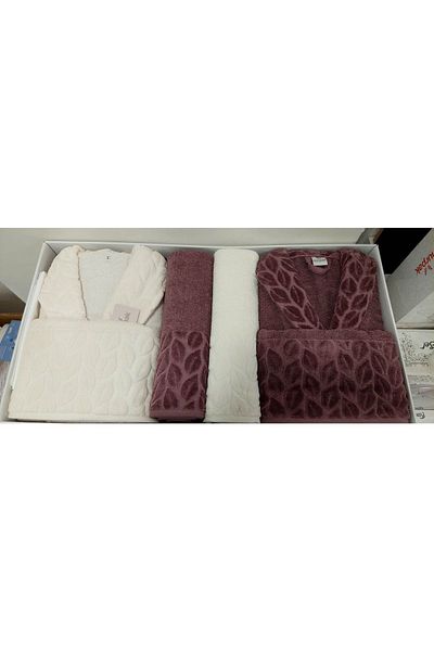 Nurpak Set halate de baie Hazal Family Prune-crem