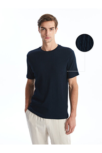 LC Waikiki Texturált férfi póló - LCW, Crew nyakú, rövid ujjú