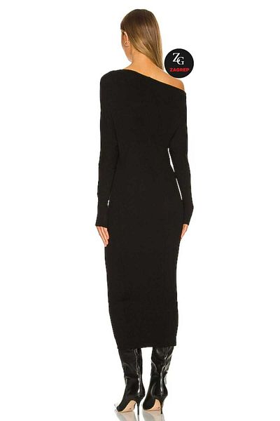 Zagrep Rochie midi, neagră, asimetrică, cu căptușeală, fără prezentare