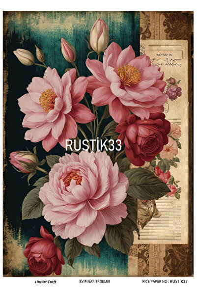 LİNEART Rustik Serisi Pirinc Dekopaj Kagıdı  29X42cm No:RSTK33