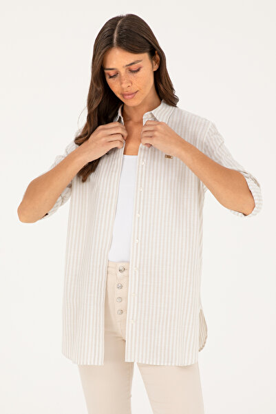 U.S. Polo Assn. Long Sleeve Stone Colored Women's Shirt -50289063-VR049