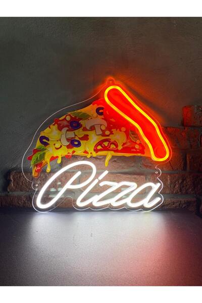 Neonite 'PİZZA' Işıklı ve Uv'li Neon Led Dekoratif Duvar Yazısı Tabelası (38X...