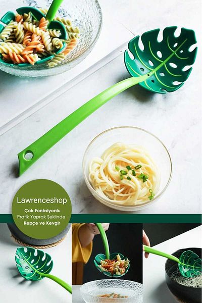 lawrenceshop Functional Colander Service - 1 Leaf Shaped Water Recovery Ladle