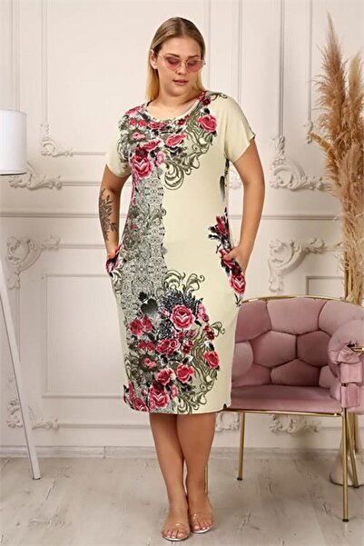 Dipmoda Μεγάλο Μέγεθος Με τσέπες Βισκόζη Γυναικείο Φόρεμα - DPAYSL44