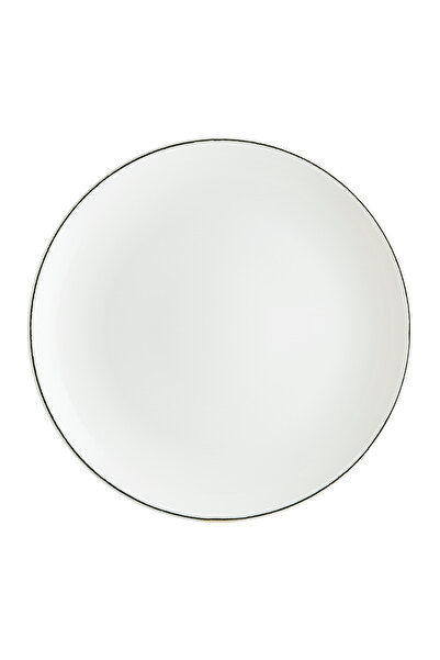Bonna Retro Gourmet 12 Adet 21 Cm Siyah Kenar Çizgili Porselen Düz Tabak