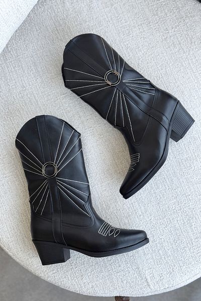 GOFFSHOES Дамски каубойски ботуши Ramirez - черни кожени