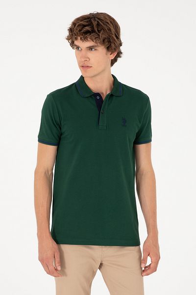 U.S. Polo Assn. Ανδρικό μπλουζάκι σκούρο πράσινο - Βασικό μοντέλο 50284631 -VR079