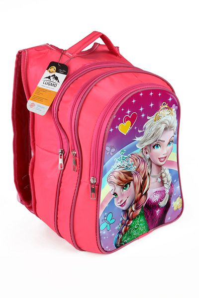 LUGMO Elsa Pink - Geantă pentru școală primară pentru juniori cu 3 buzunare și cutie de prânz