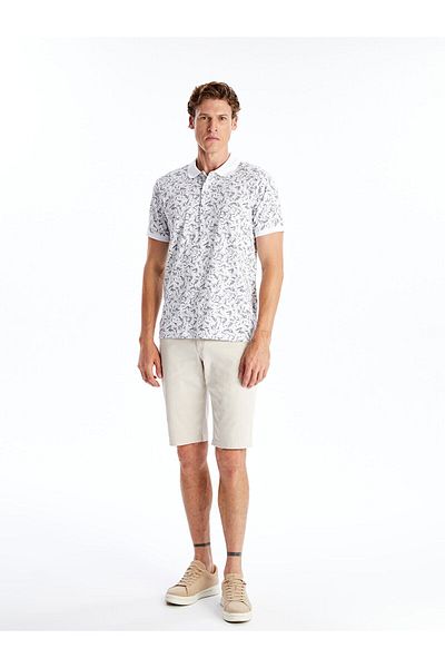 LC Waikiki Lcw Polokragen Kurzarm gemustertes gekämmtes Herren-T-Shirt