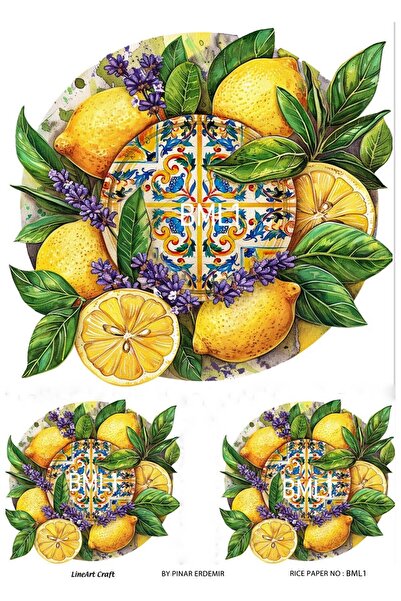 LİNEART Bacı Milano Limon Serisi Pirinc Dekopaj Kagıdı  29X42cm No:BML1