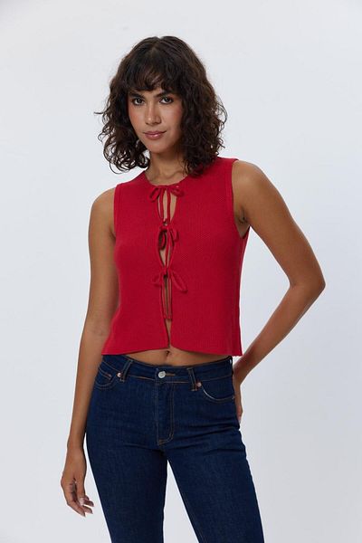Tuba Butik سترة نسائية حمراء برباط