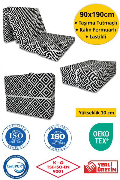 ALMİRA EV TEKSTİLİ Katlanır Sünger Yatak Minder 90x190x10 cm Piramit