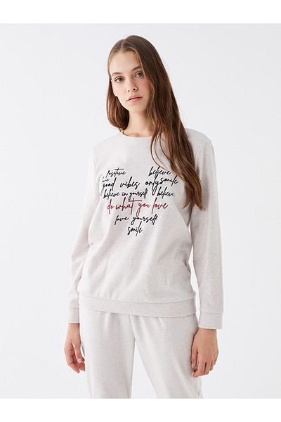 LC Waikiki Lw - Crew Neck Printed Long Sleeve Women's Pajamas Set