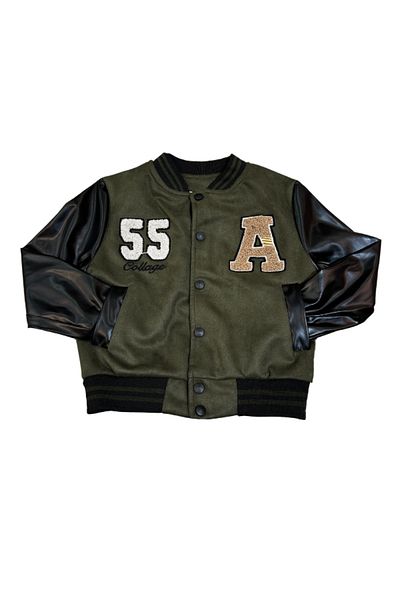 Rhythm Clothing Markamblue Boy's Embroidered, Leather Sleeve Suede Jacket