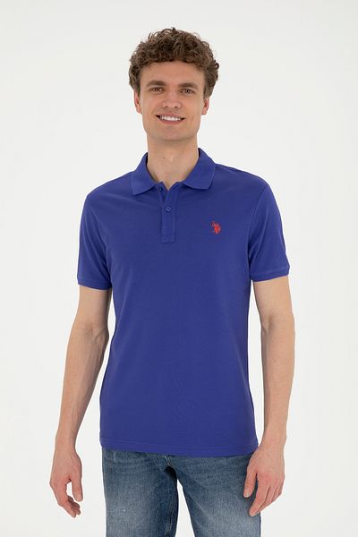 U.S. Polo Assn. Ανδρικό μπλουζάκι με λεπτή εφαρμογή Polo Neck Blue Basic 50279573 -vr212