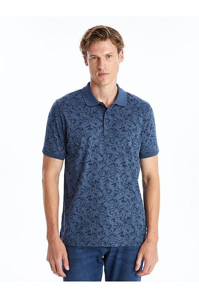 LC Waikiki LCW Polo-Kragen-Kurzarm-T-Shirt aus gemusterter gekämmter Baumwolle für Herren