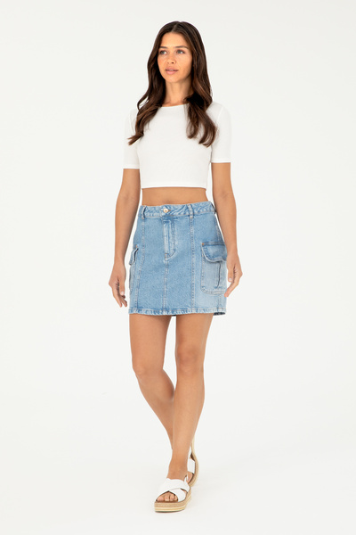 U.S. Polo Assn. Kadın Açık Mavi Jean Etek 50283315-DN0021