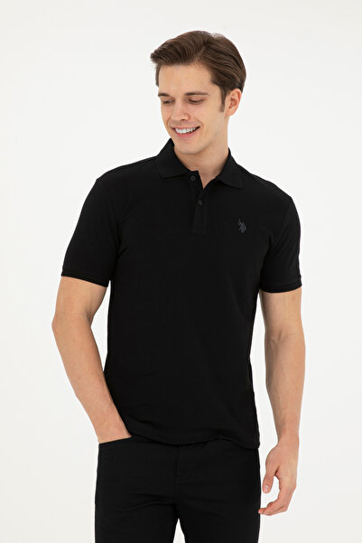 U.S. Polo Assn. Men's Slim Fit Polo Neck Black Basic T-Shirt 50279573-Vr046