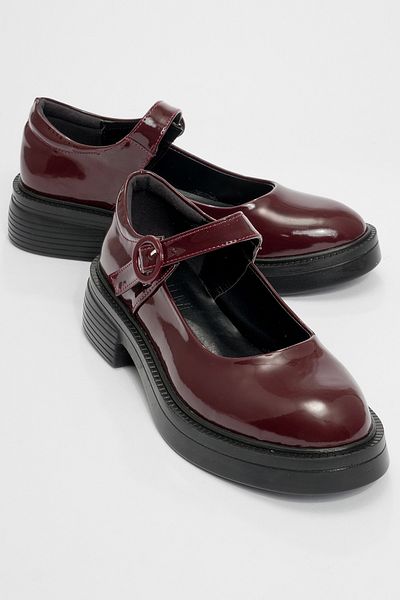 LuviShoes Petric Claret Red Patent Leather Women's Loafer Shoes
