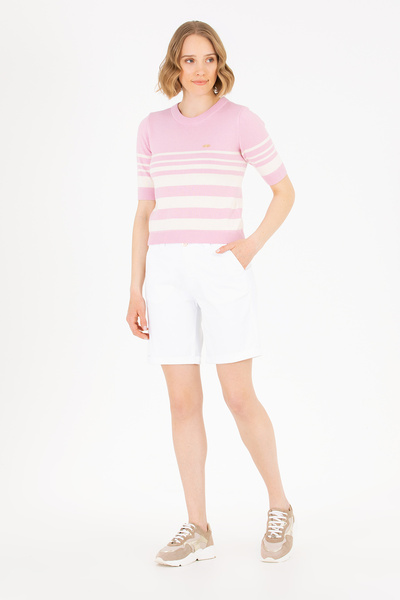 U.S. Polo Assn. شورت نسائي منسوج باللون الأبيض 50263220-VR013