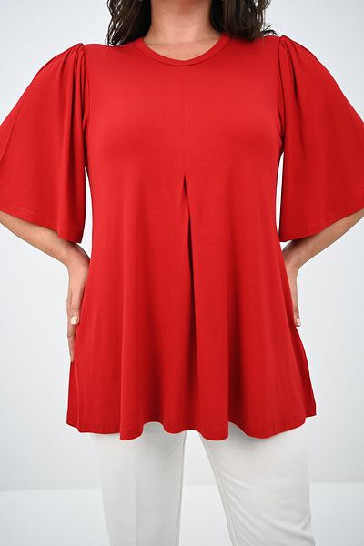 Koza Butik Women's Plus Size Pleated V-Neck Blouse 1847-25