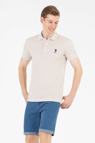 U.S. Polo Assn. Ανδρικό μπλουζάκι Basic Polo Neck Stone 50263238-VR049