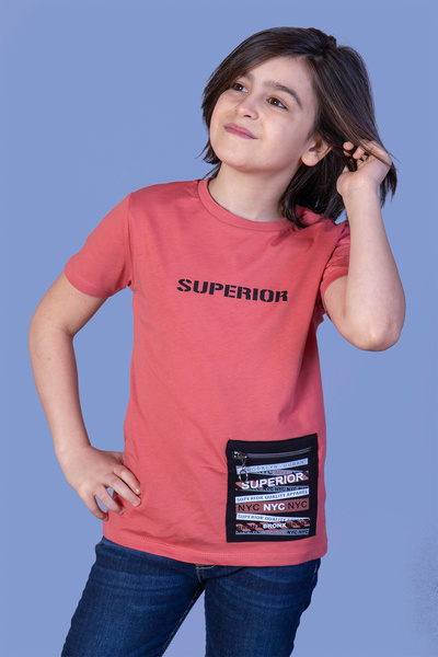 Toontoy Tricou pentru băieți cu imprimeu și buzunar cu fermoar