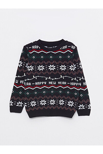 LC Waikiki Lcw Crew nyakú karácsonyi témájú hosszú ujjú fiú kötött pulóver