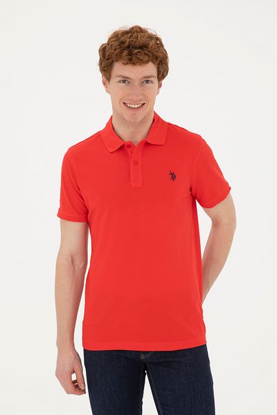 U.S. Polo Assn. Men's Slim Fit Polo Neck Red Basic T-Shirt 50279573 -Vr213