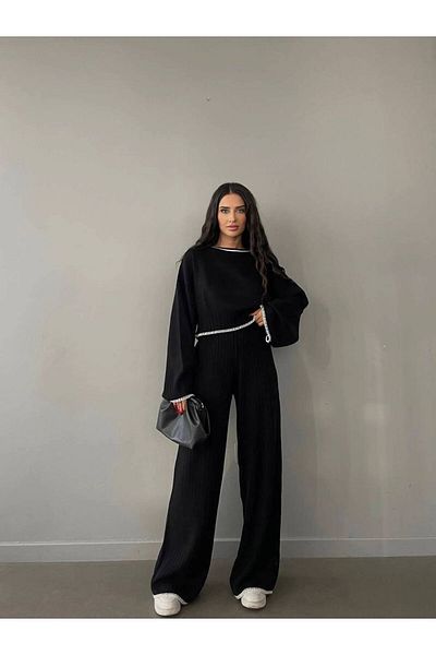 hira fashion Set de tricotaje negre pentru femei