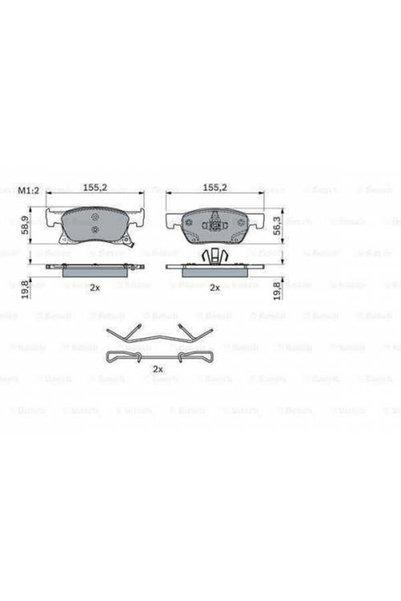 Bosch Disk Balata Opel Astra K 1.6 2015, 1.4 2015 Ön -
