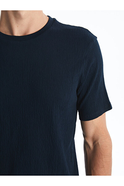 LC Waikiki Texturált férfi póló - LCW, Crew nyakú, rövid ujjú