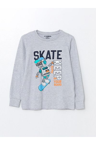 LC Waikiki Lcwk Crew Neck Printed Long Sleeve Boy Pajamas Set